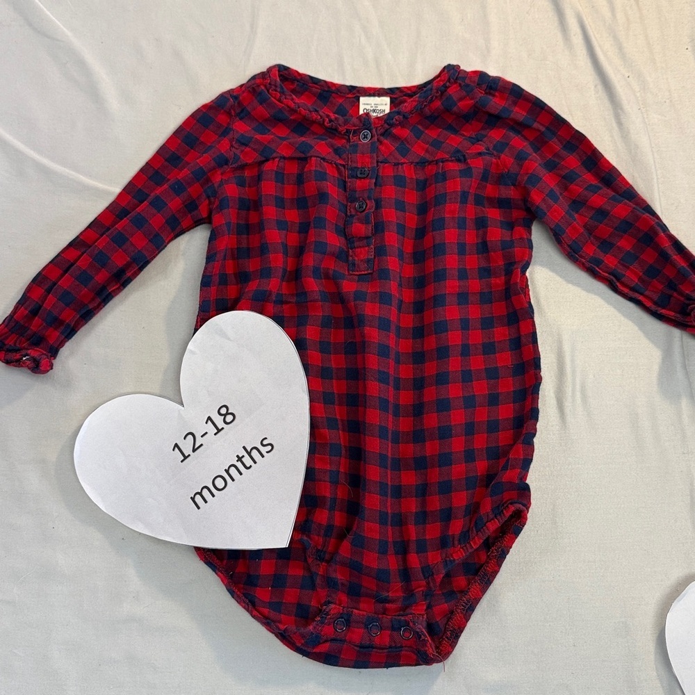 OshKosh B'gosh - Red and Navy Plaid Onesie Top